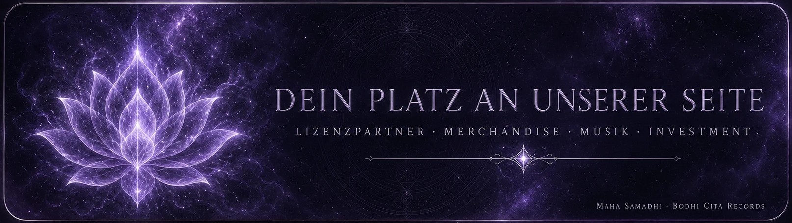 Dein Platz an unserer Seite — Lizenzpartner · Merchandise · Musik · Investment